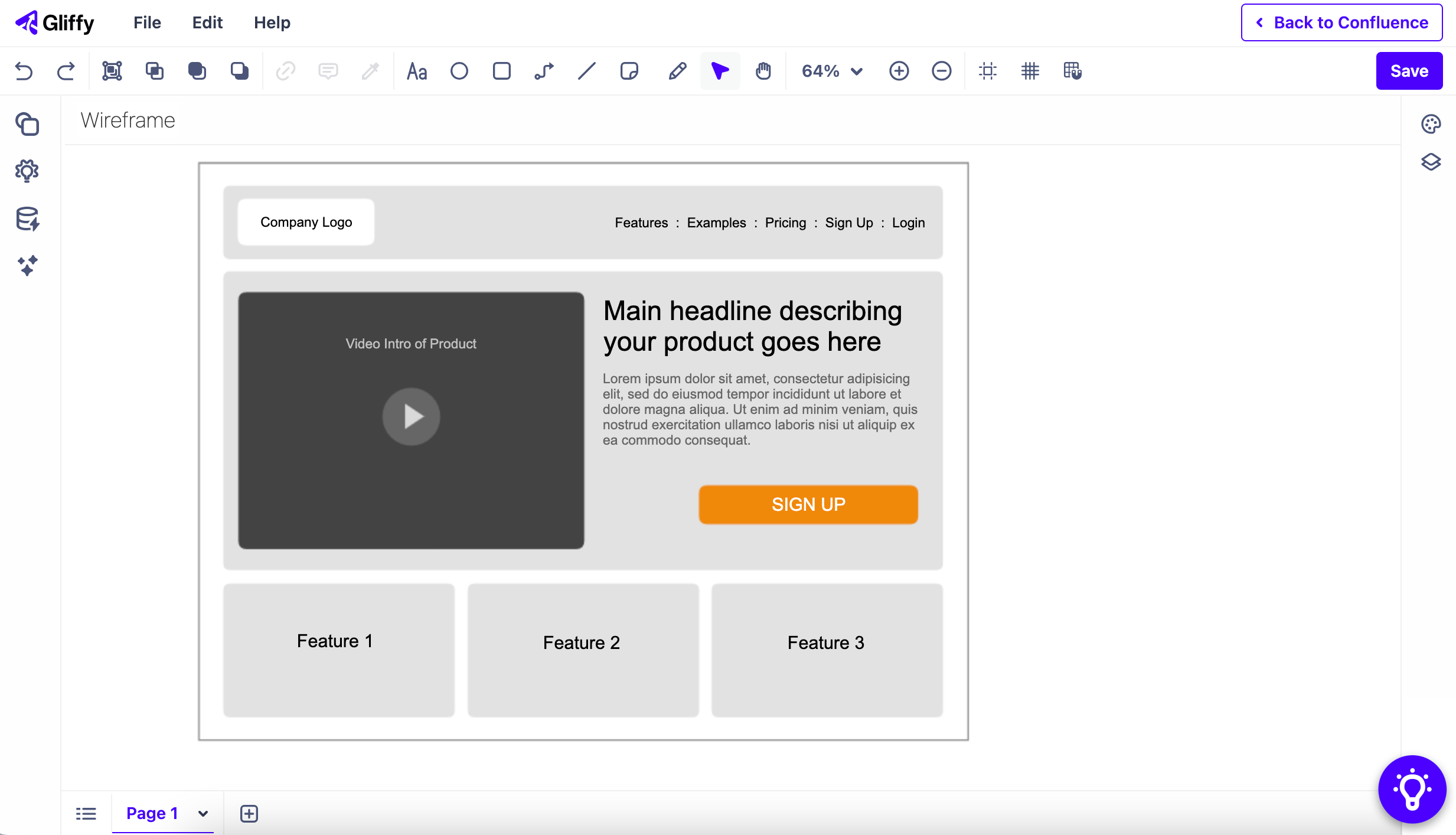 Wireframe diagram Gliffy screenshot.