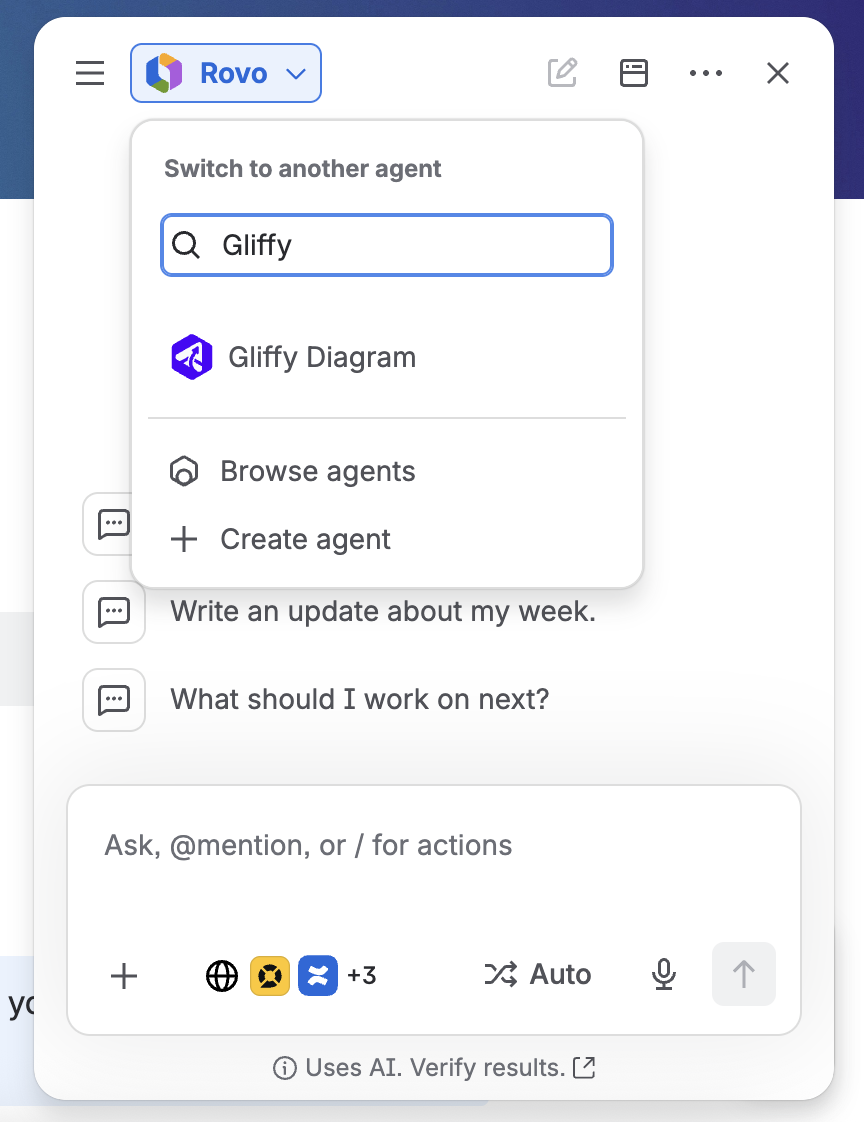 How to search for the Gliffy Rovo agent